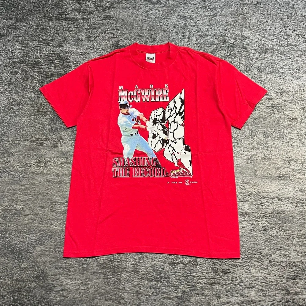 Vintage St‎ Louis Cardinals Mark McGwire T Shirt Mens Large Red 90s MLB Anvil